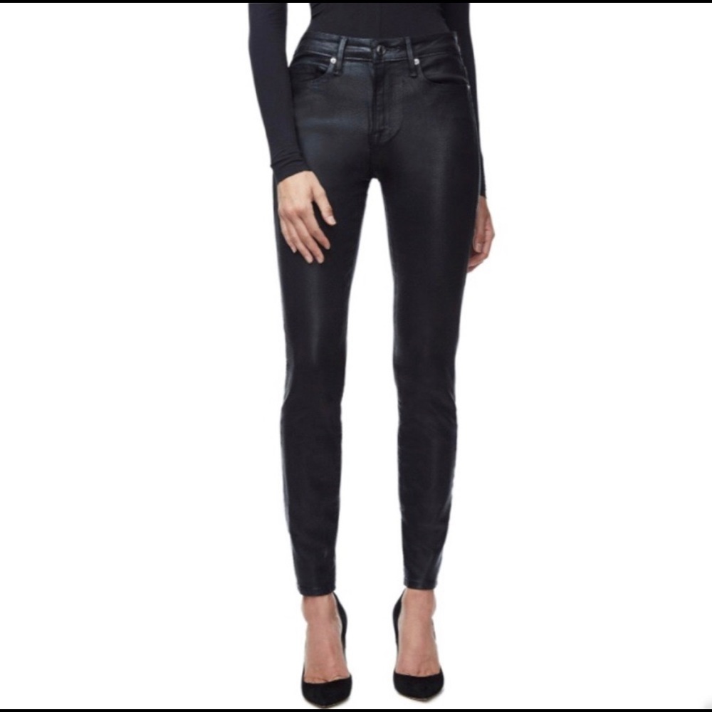 GOOD AMERICAN Black Waxed High Waist Good Legs Jeans Size 8/28